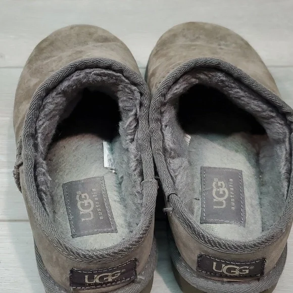 Ugg Australia Women Leather Sheepskin Clogs platform Slippers shoes sz 7 - Picture 6 of 13